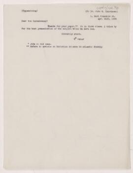 Letter to J.W. Churchman, April 21, 1904