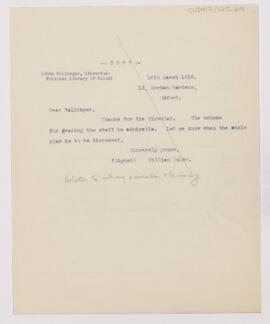 Letter to John Ballinger, March 14, 1918