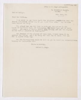 Letter to William Osler, December 5, 1916