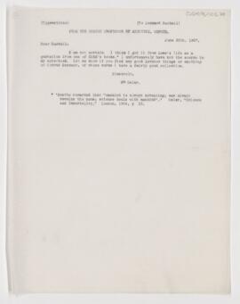 Letter to Leonard L. Mackall, June 20, 1907