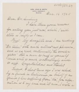 Letter to Harvey Cushing, December 16, 1925
