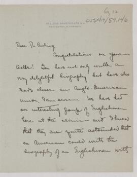 Letter to Harvey Cushing, August 12, 1925