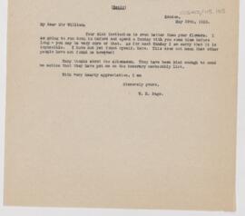 Letter to William Osler, May 29, 1913