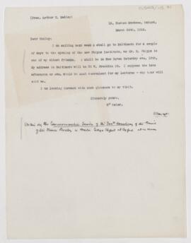 Letter to Arthur T. Hadley, March 28, 1913