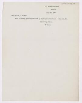 Letter to Joseph Hersey Pratt, July 14, 1919
