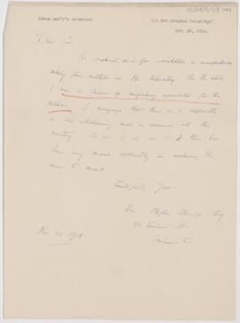 Letter to Stephen Coleridge, November 26, 1914