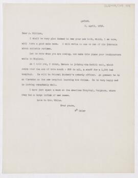 Letter to James William White, April 5, 1915