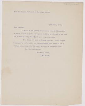 Letter to Henry Barton Jacobs, April 21, 1910