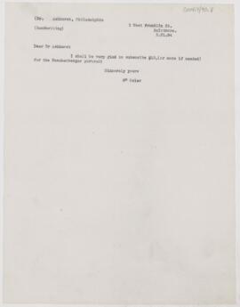 Letter to J. Ashurst, February 21, 1894