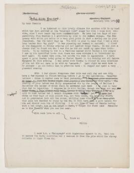 Letter to Charlotte (Chattie) Osler (Mrs. Charles Gwyn), February 16, 1873(?)