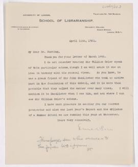 Letter to Harvey Cushing