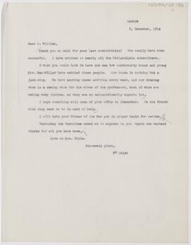 Letter to James William White, December 2, 1914