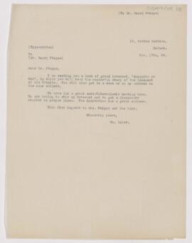 Letter to Henry Phipps, November 17, 1909