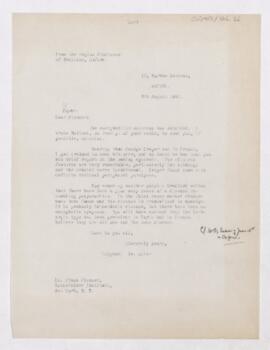 Letter to Simon Flexner, August 6, 1918