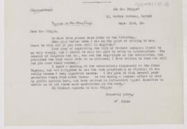 Letter to Henry Phipps, September 21, 1910