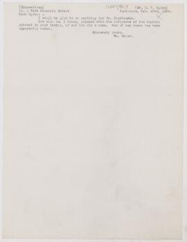 Letter to Henry Vining Ogden, February 20, 1894