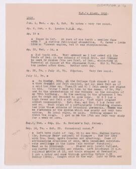 Notes taken from Osler's diary, 1919