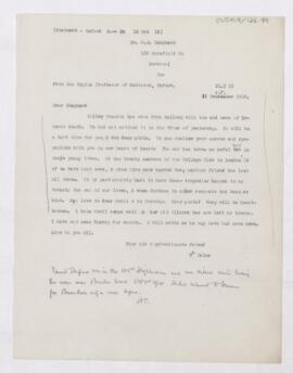 Letter to Francis John Shepherd, October 11, 1918