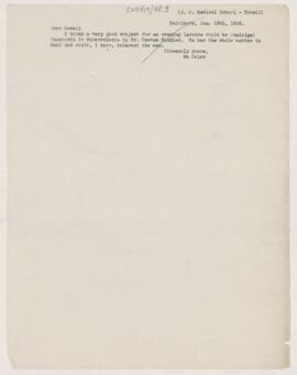 Letter to W.H. Howell, January 13, 1902