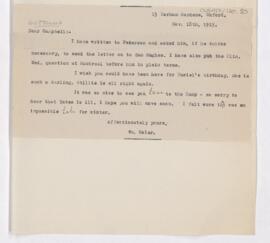 Letter to Campbell Palmer Howard, November 18, 1915