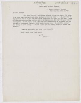 Letter to Mrs. John Revere