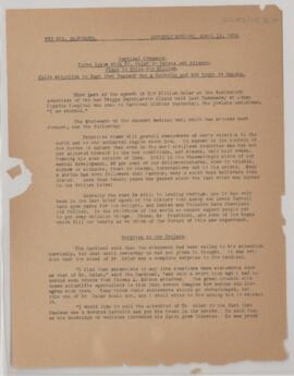 Newspaper extract, April 16, 1913