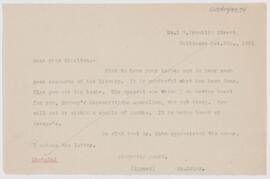 Letter to Margaret E. Charlton, October 9, 1901