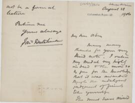Letter to William Osler from Jonathan Hutchinson