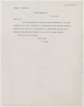 Letter to Henry Pickering Bowditch, March 19, 1899