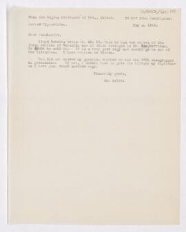 Letter to John Young Walker MacAlister, May 3, 1916