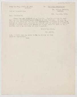 Letter to John Young Walker MacAlister, January 8, 1912