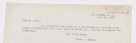 Letter to William Osler, April 20, 1917