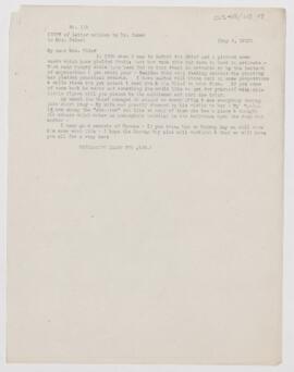 Letter to Grace Revere Osler, May 9, 1913