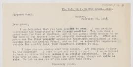 Letter to John George Adami, February 22, 1912