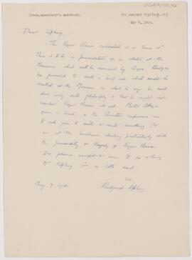 Letter to Rudyard Kipling, May 9, 1914