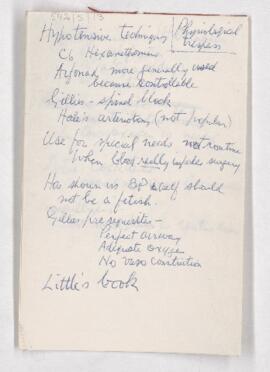 Handwritten notes on hypotensive techniques