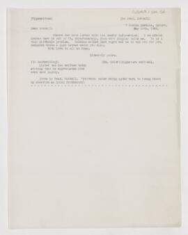 Letter to George H.F. Nuttall, May 19, 1906