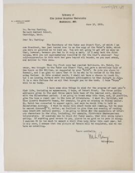 Letter to Harvey Cushing, June 10, 1925