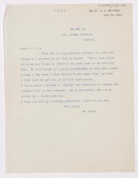 Letter to Frederick Cheever Shattuck, July 24, 1919