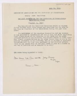 Letter to William Osler, July 16, 1919