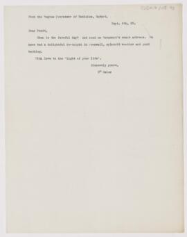 Letter to Joseph Hersey Pratt, September 8, 1909