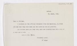 Letter to James William White, March 23, 1915