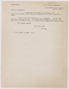 Letter to Walter Baumgarten, April 2, 1891
