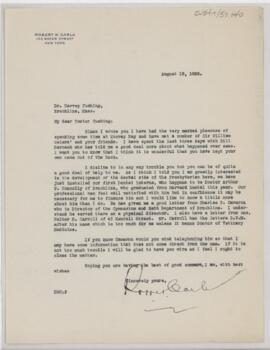 Letter to Harvey Cushing, August 18, 1925