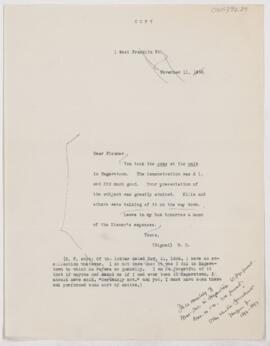 Letter to Simon Flexner, November 11, 1896