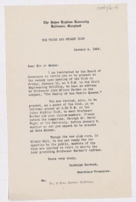 Letter to Dr. & Mrs. Harvey Cushing