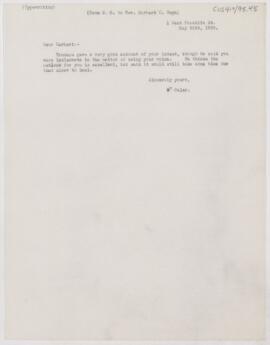 Letter to Herbert C. Gwyn, May 30, 1899