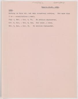 Notes taken from Osler's diary, 1888