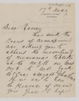 Letter to Harvey Cushing, May 17, 1925
