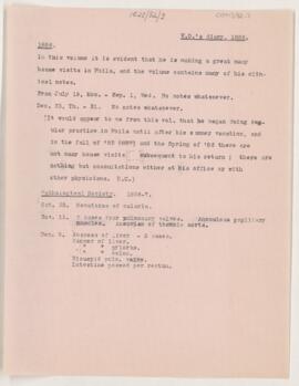 Notes taken from Osler's diary, 1886-1887